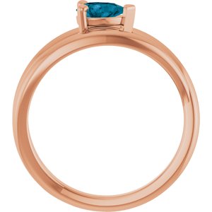 14K Rose Gold Natural London Blue Topaz Negative Space Ring