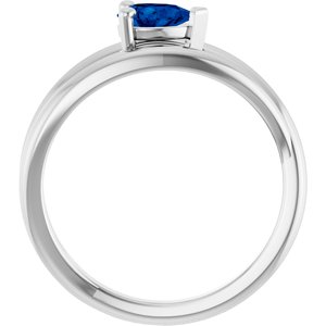 Sterling Silver Lab-Grown Blue Sapphire Negative Space Ring