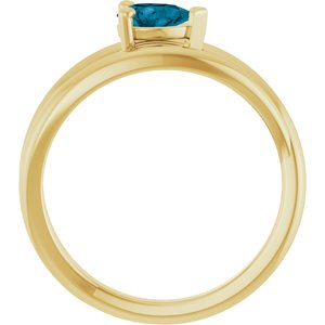 14K Yellow Gold Natural London Blue Topaz Negative Space Ring