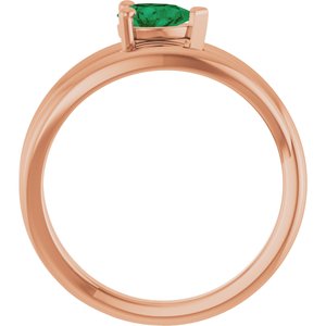 14K Rose Gold Lab-Grown Emerald Negative Space Ring