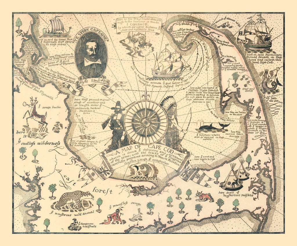 Vintage Pictorial Map of Cape Cod 1926