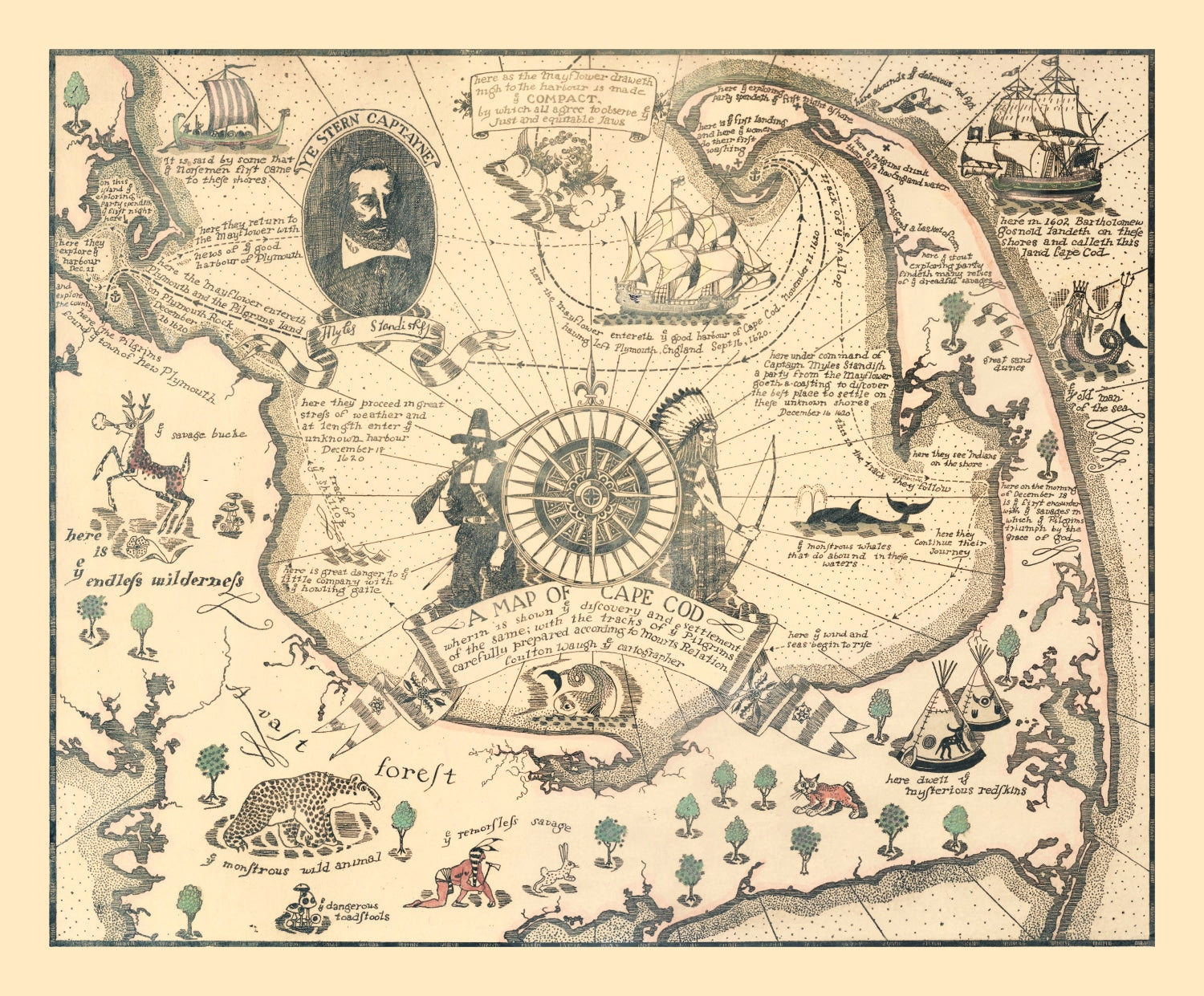 Vintage Pictorial Map of Cape Cod 1926