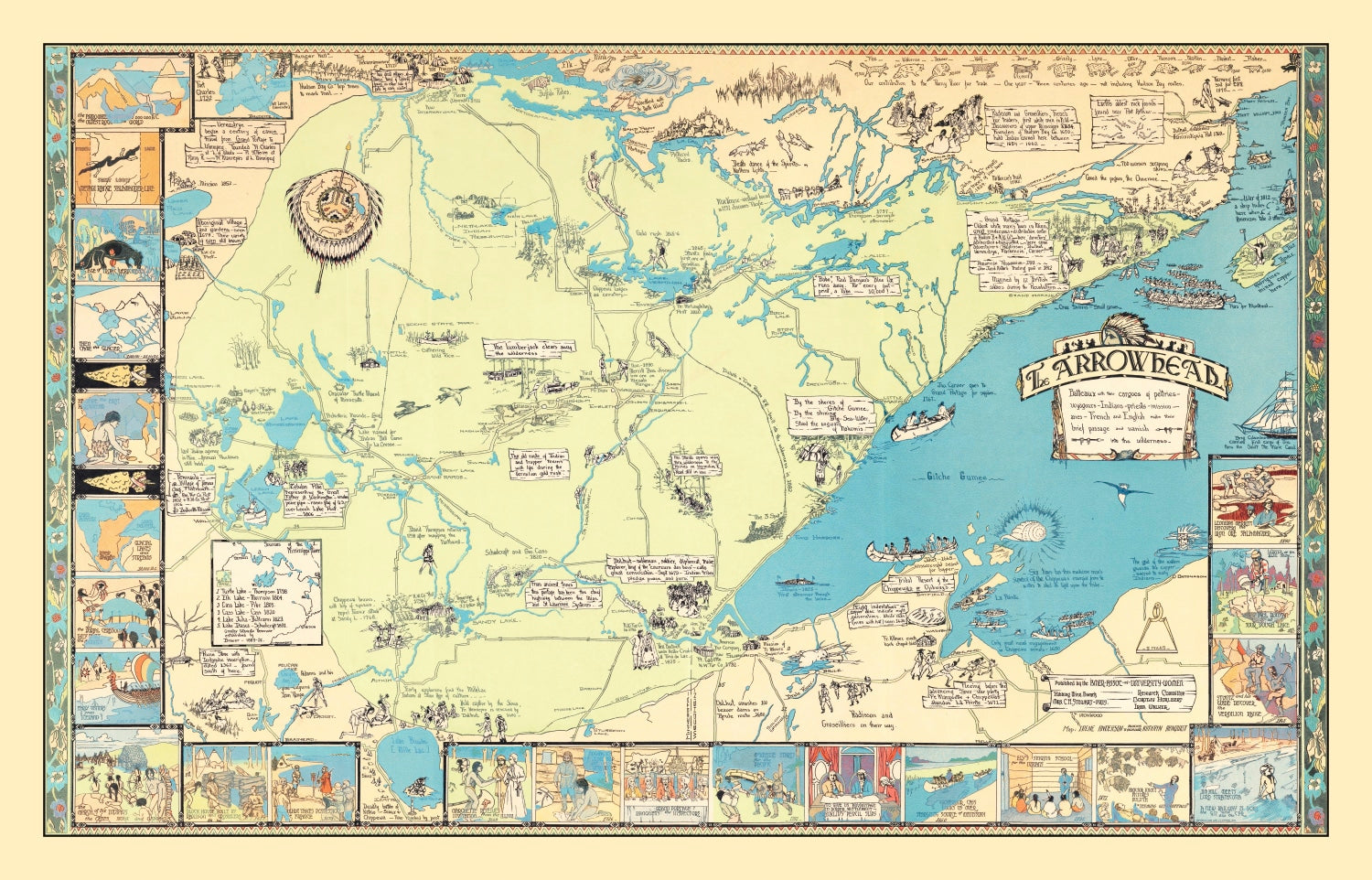Vintage Pictorial Map of Arrowhead Region, MN 1929