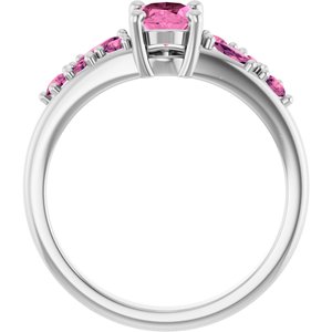 Platinum Lab-Grown Pink Sapphire & Natural Pink Tourmaline Ring