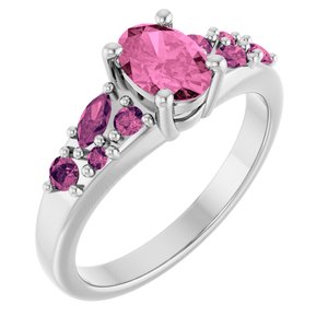 Platinum Lab-Grown Pink Sapphire & Natural Pink Tourmaline Ring