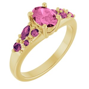 14K Yellow Gold Lab-Grown Pink Sapphire & Natural Pink Tourmaline Ring
