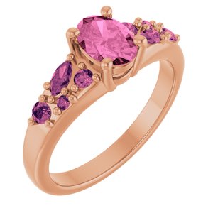 14K Rose Gold Lab-Grown Pink Sapphire & Natural Pink Tourmaline Ring