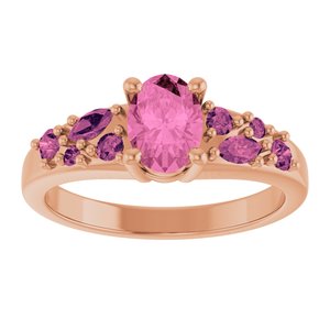 14K Rose Gold Lab-Grown Pink Sapphire & Natural Pink Tourmaline Ring