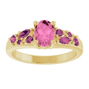 14K Yellow Gold Lab-Grown Pink Sapphire & Natural Pink Tourmaline Ring