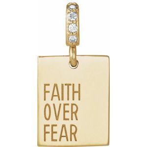 14K Yellow Gold .02 CTW Natural Diamond Faith Over Fear Pendant