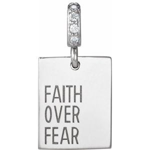 14K White Gold .02 CTW Natural Diamond Faith Over Fear Pendant