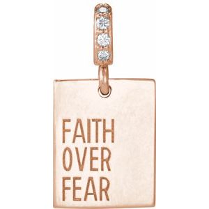14K Rose .02 CTW Natural Diamond Faith Over Fear Pendant