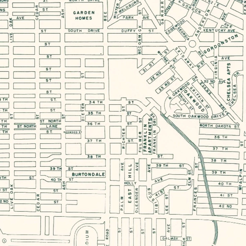 Vintage Map of Savannah, Georgia 1956