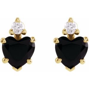 14K Yellow Gold Natural Black Onyx & .06 Natural Diamond Stud Earrings – image 2