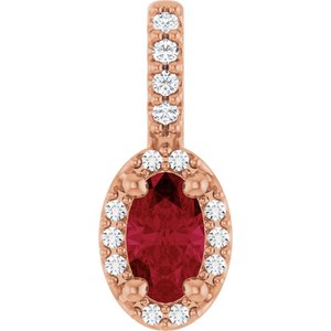 14K Rose Gold Lab-Grown Ruby & .04 CTW Natural Diamond Halo-Style Pendant