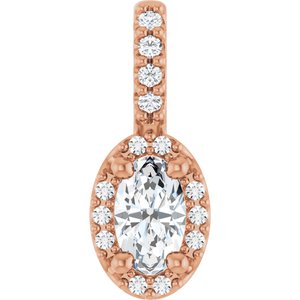 14K Rose Gold Lab-Grown Moissanite & .04 CTW Natural Diamond Halo-Style Pendant