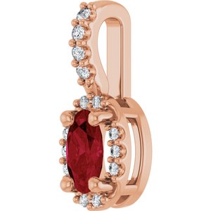 14K Rose Gold Lab-Grown Ruby & .04 CTW Natural Diamond Halo-Style Pendant