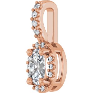 14K Rose Gold Lab-Grown Moissanite & .04 CTW Natural Diamond Halo-Style Pendant