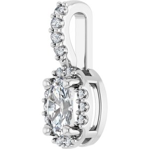 Platinum Lab-Grown Moissanite & .04 CTW Natural Diamond Halo-Style Pendant