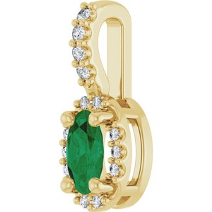 14K Yellow Gold Lab-Grown Emerald & .04 CTW Natural Diamond Halo-Style Pendant