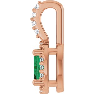 14K Rose Gold Lab-Grown Emerald & .04 CTW Natural Diamond Halo-Style Pendant