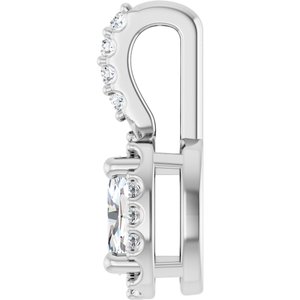 14K White Gold Lab-Grown Moissanite & .04 CTW Natural Diamond Halo-Style Pendant