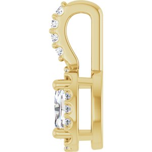 14K Yellow Gold Lab-Grown Moissanite & .04 CTW Natural Diamond Halo-Style Pendant