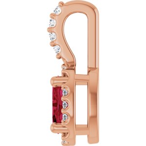 14K Rose Gold Lab-Grown Ruby & .04 CTW Natural Diamond Halo-Style Pendant