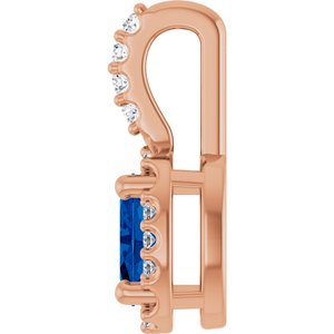 14K Rose Gold Lab-Grown Blue Sapphire & .04 CTW Natural Diamond Halo-Style Pendant