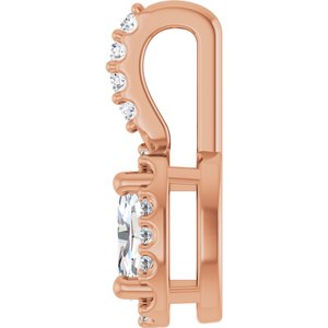 14K Rose Gold Lab-Grown Moissanite & .04 CTW Natural Diamond Halo-Style Pendant