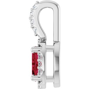 Platinum Lab-Grown Ruby & .04 CTW Natural Diamond Halo-Style Pendant