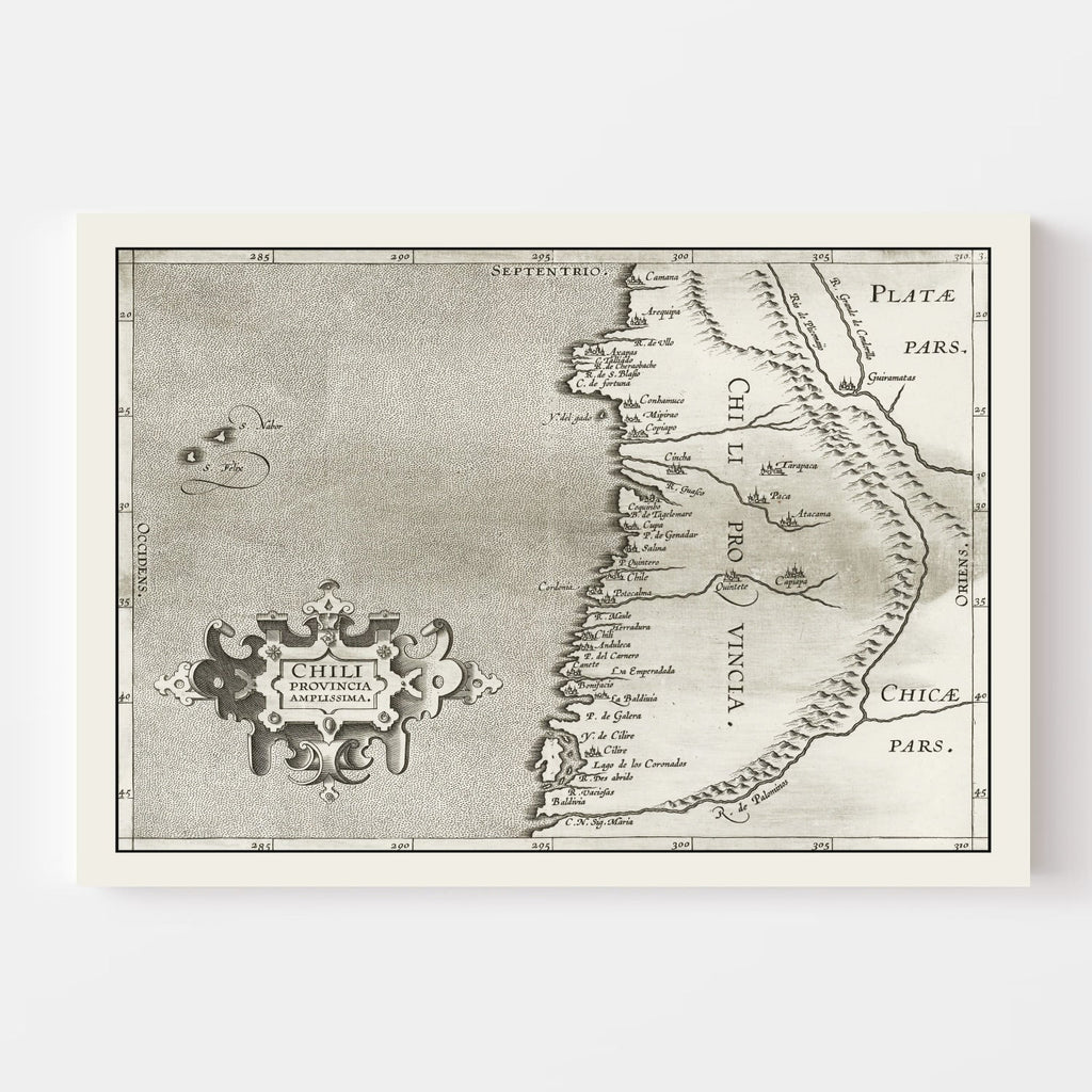 Vintage Map of Chile 1597