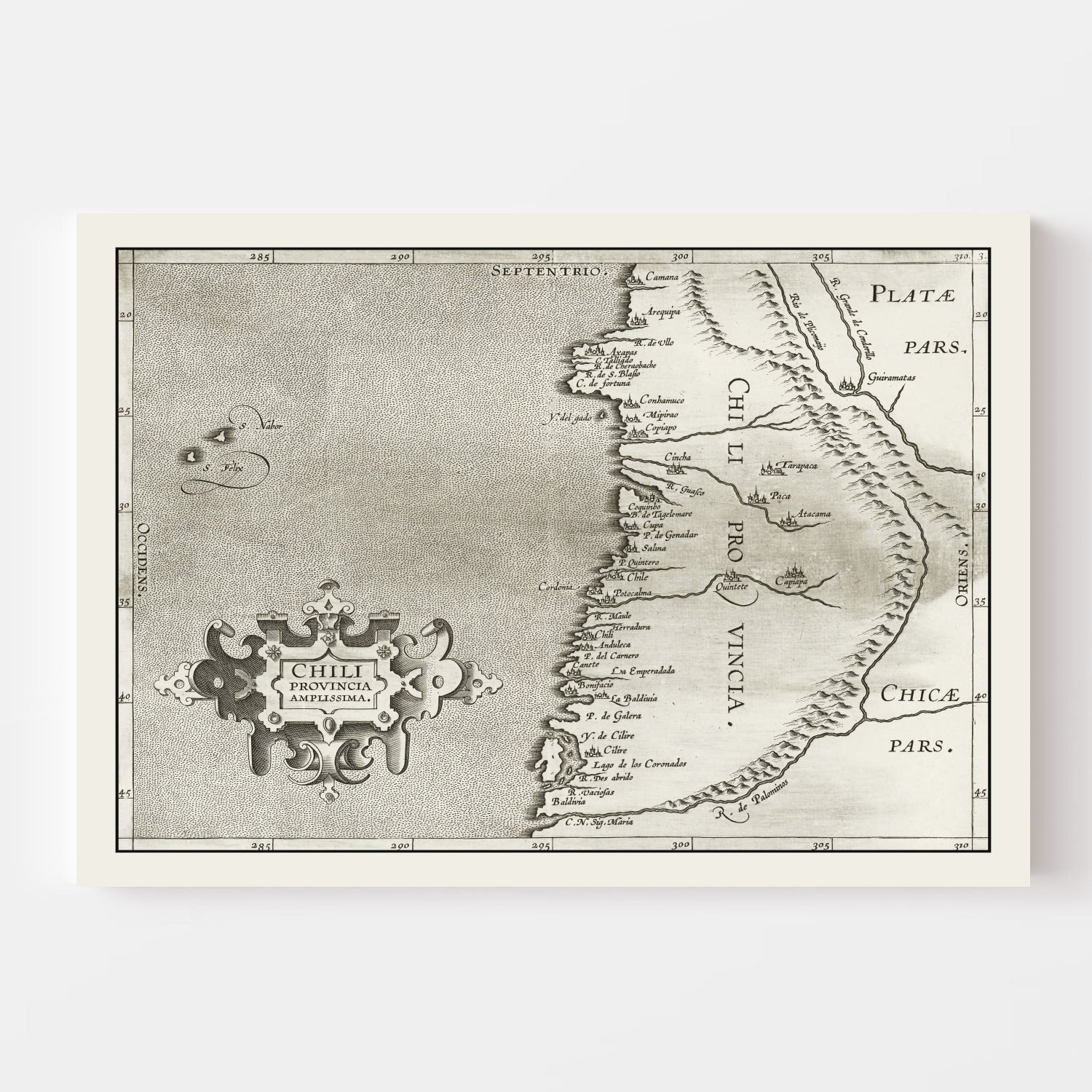 Vintage Map of Chile 1597