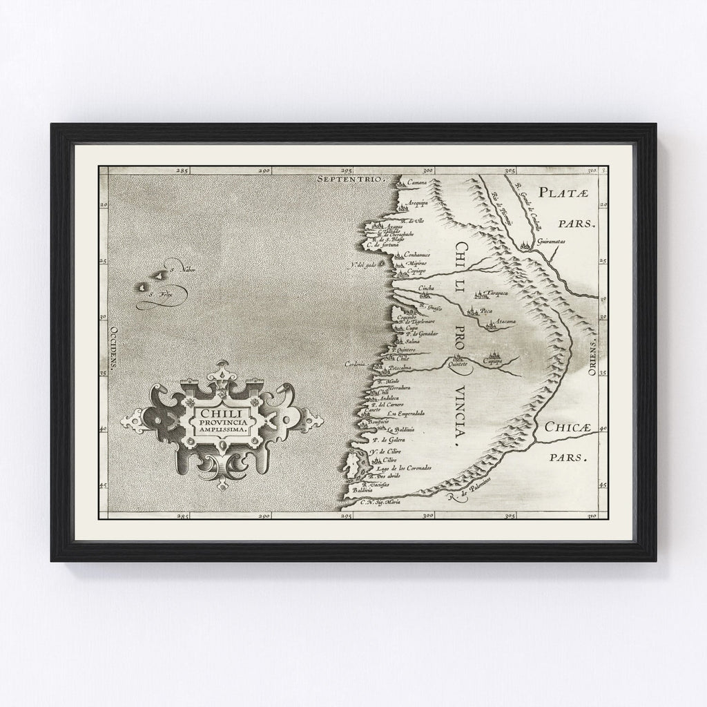 Vintage Map of Chile 1597