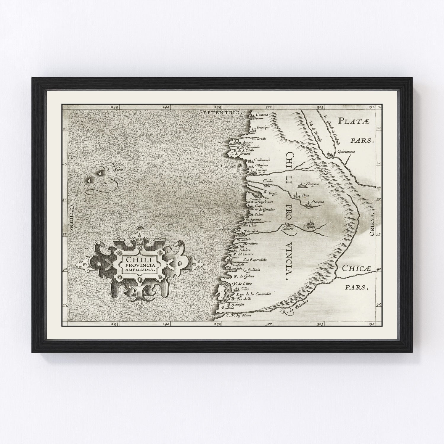 Vintage Map of Chile 1597