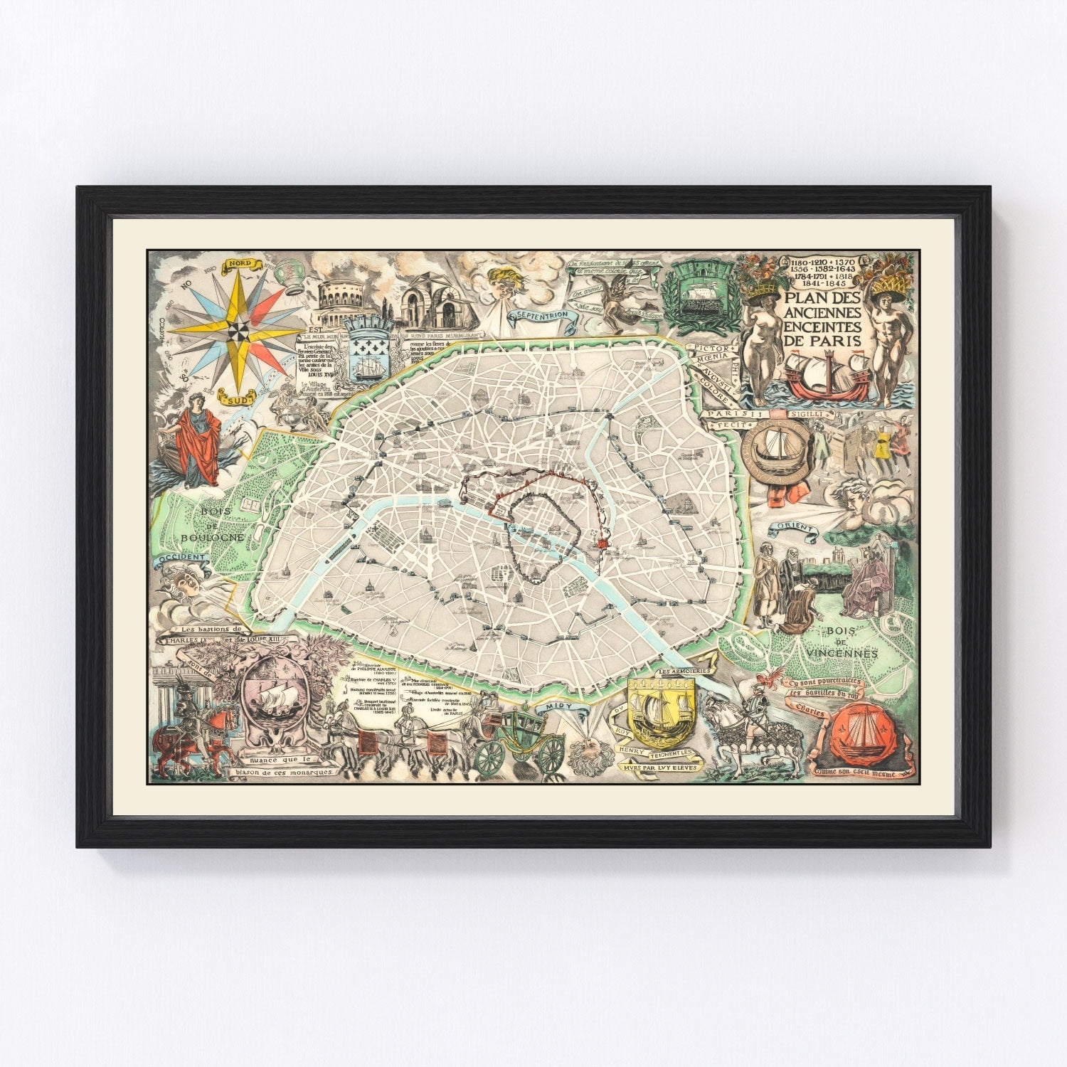 Vintage Map of Paris, France 1937