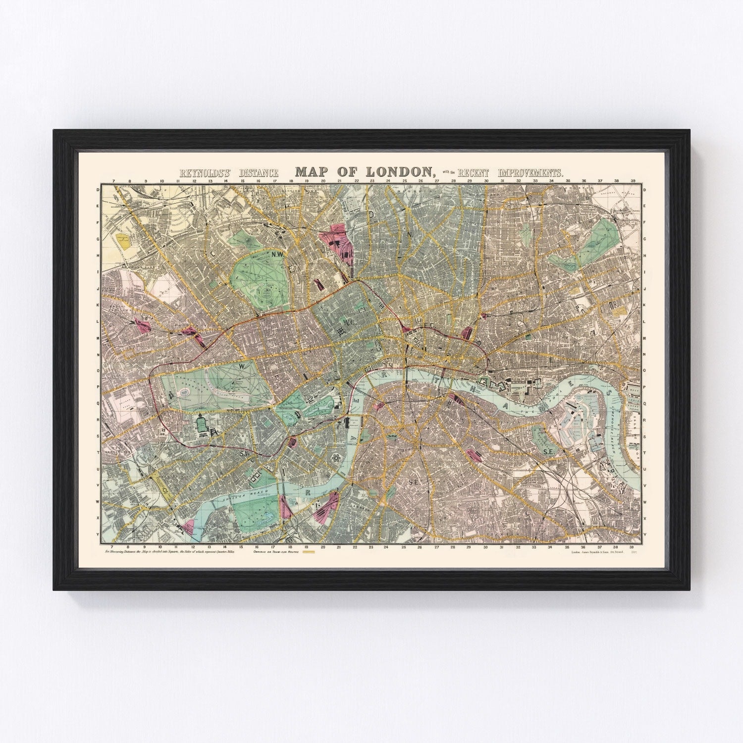 Vintage Map of London, England 1887