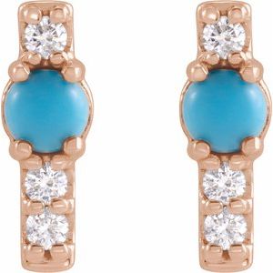 14K Rose Gold Natural Turquoise & 1/5 CTW Natural Diamond Bar Earrings – image 2