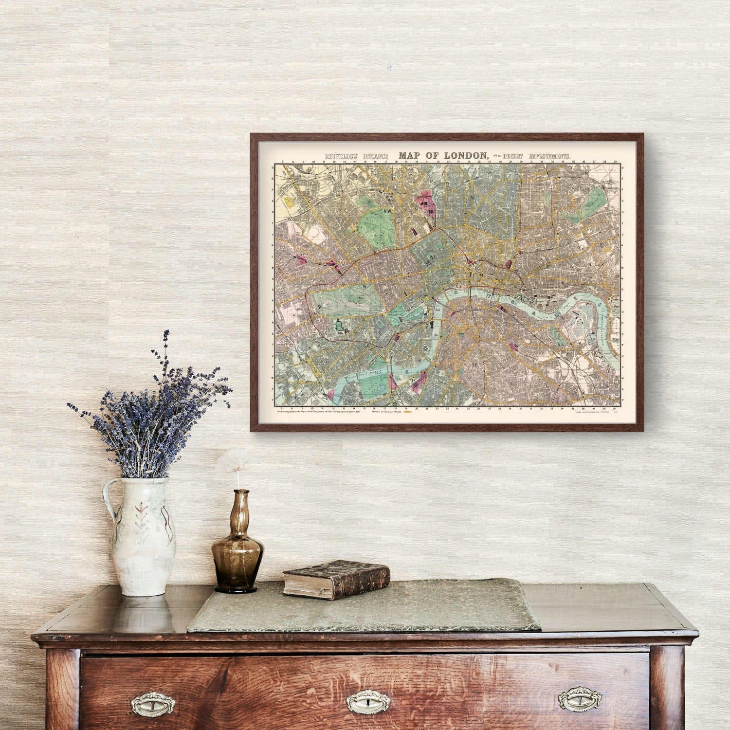 Vintage Map of London, England 1887