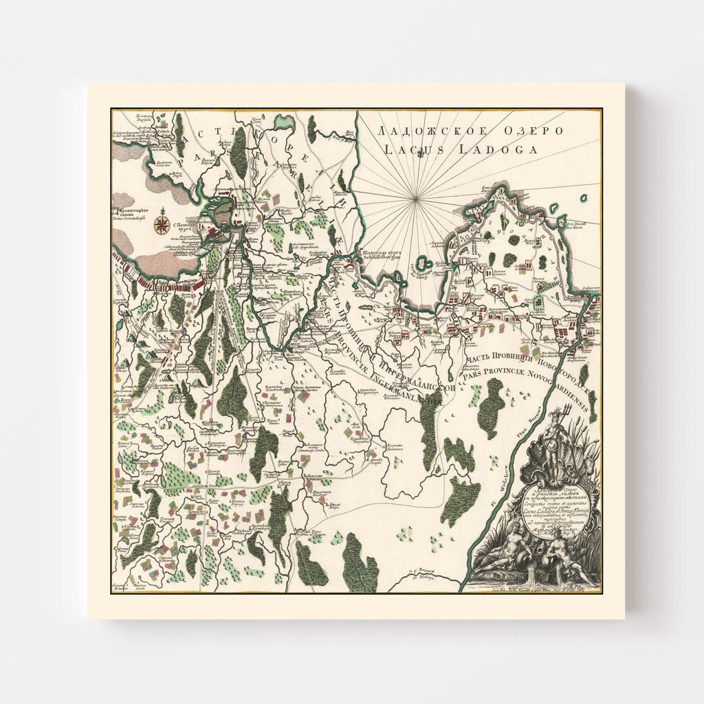 Vintage Lake Ladoga Map 1760
