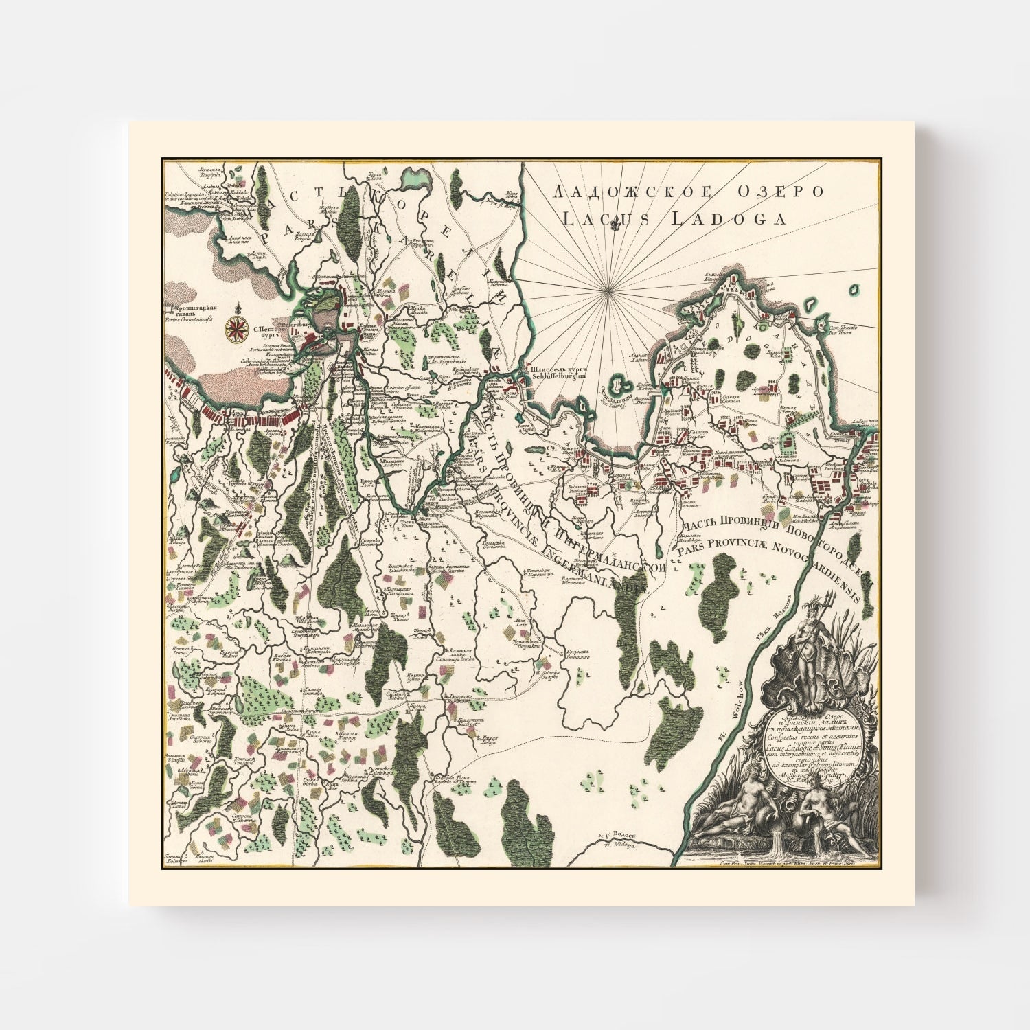 Vintage Lake Ladoga Map 1760