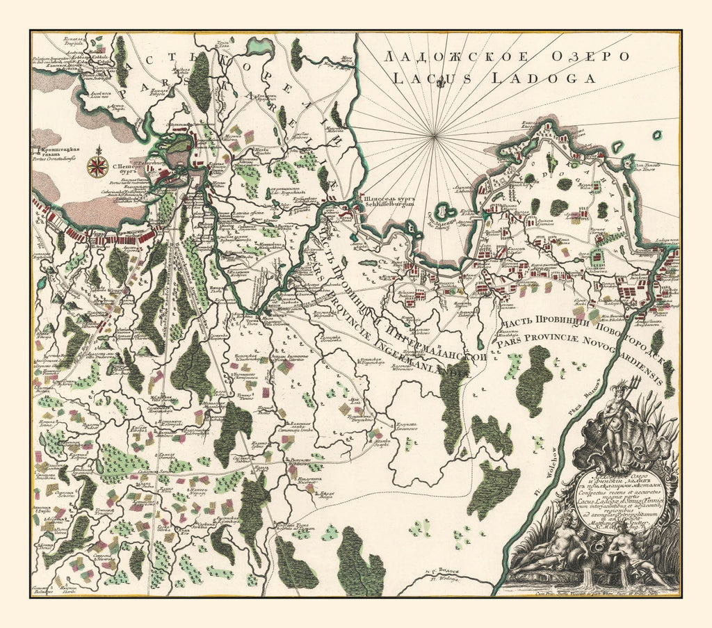 Vintage Lake Ladoga Map 1760