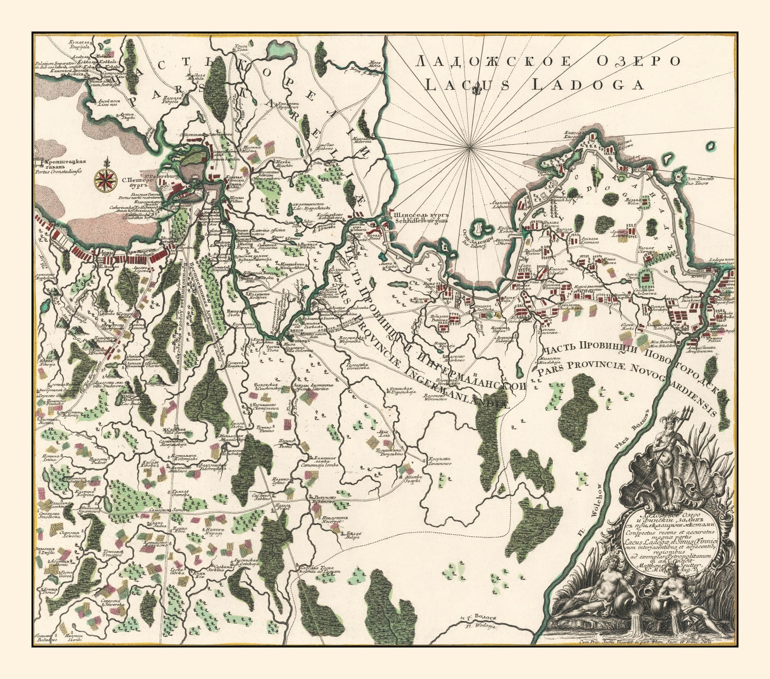 Vintage Lake Ladoga Map 1760