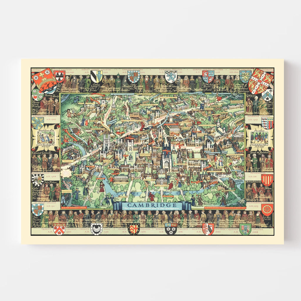 Vintage Map of Cambridge, England 1948