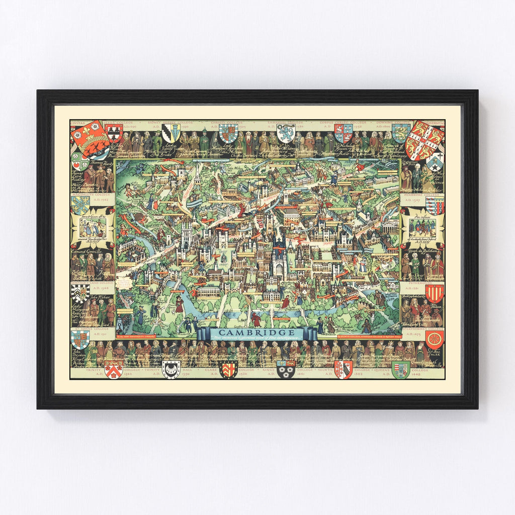 Vintage Map of Cambridge, England 1948