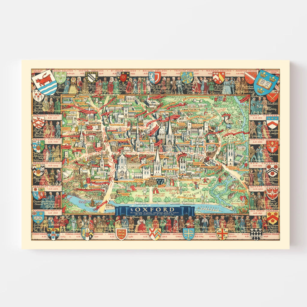 Vintage Map of Oxford, England 1948