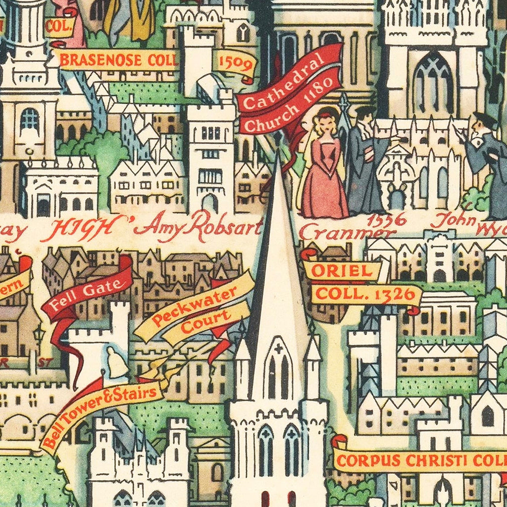Vintage Map of Oxford, England 1948