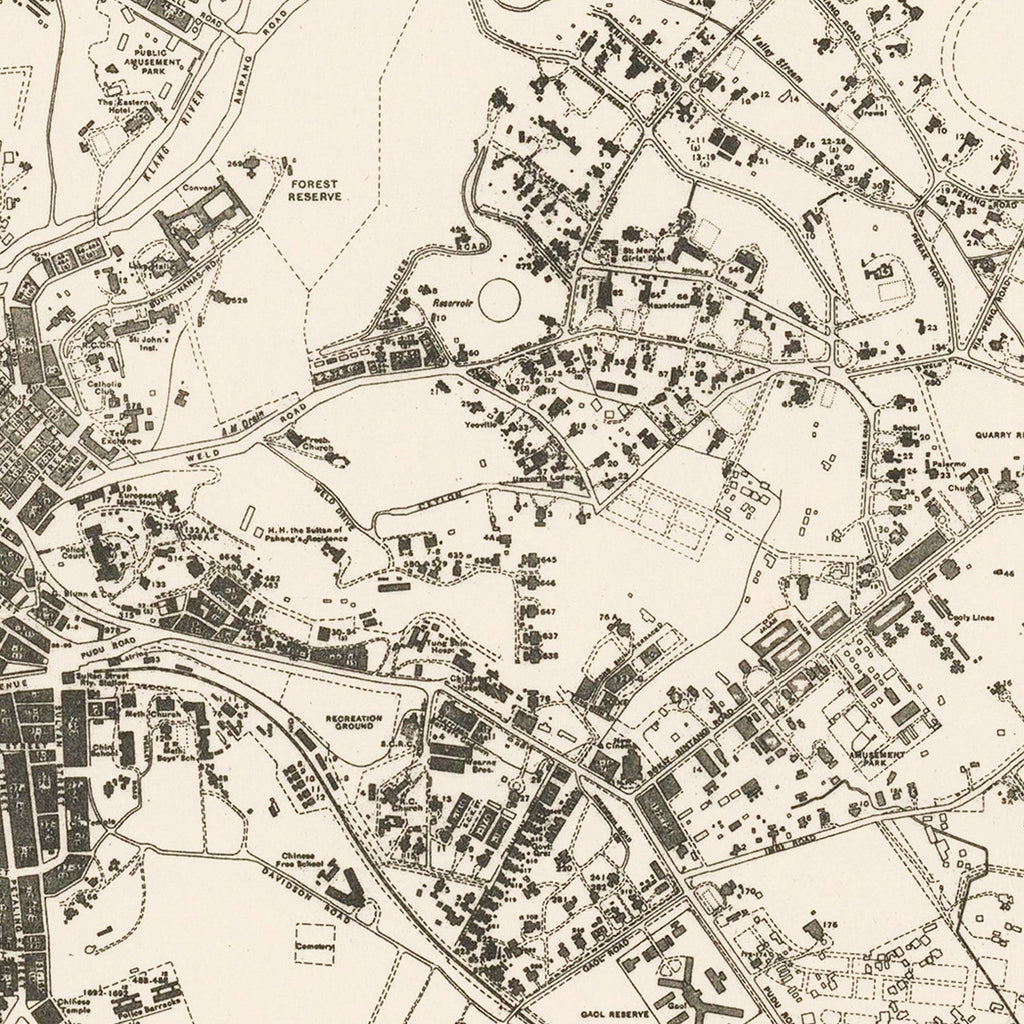 Vintage Map of Kuala Lumpur, Malaysia 1936