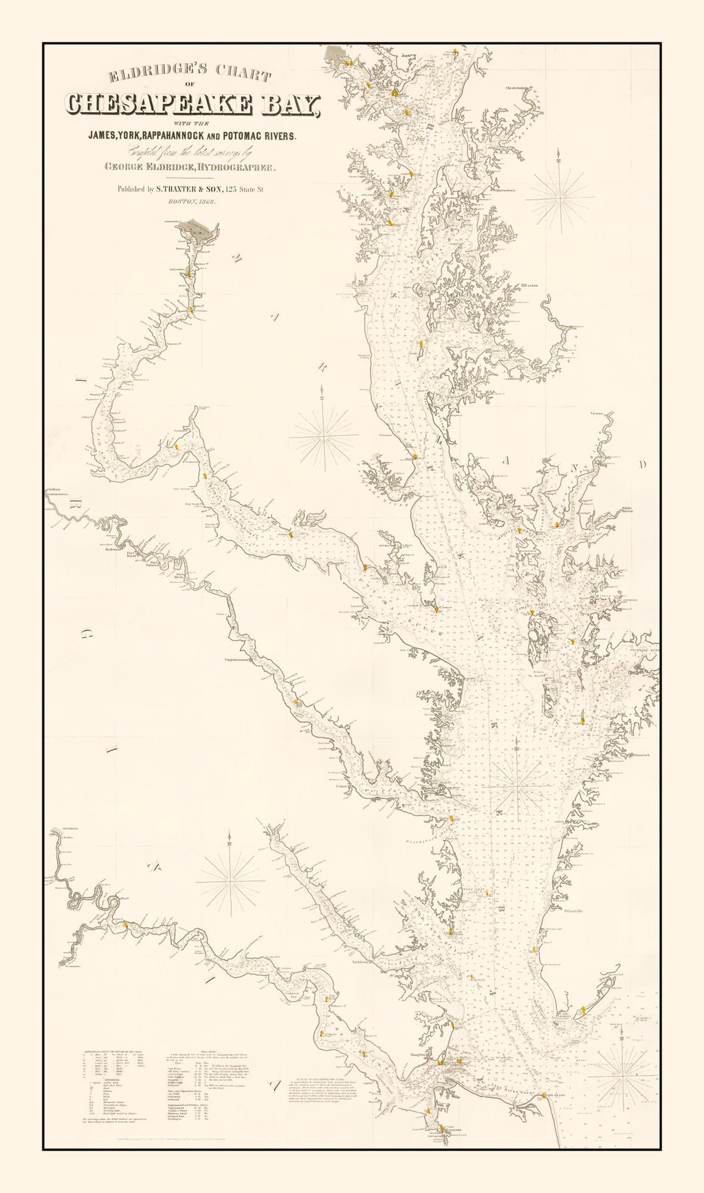 Vintage Chesapeake Bay Map 1868