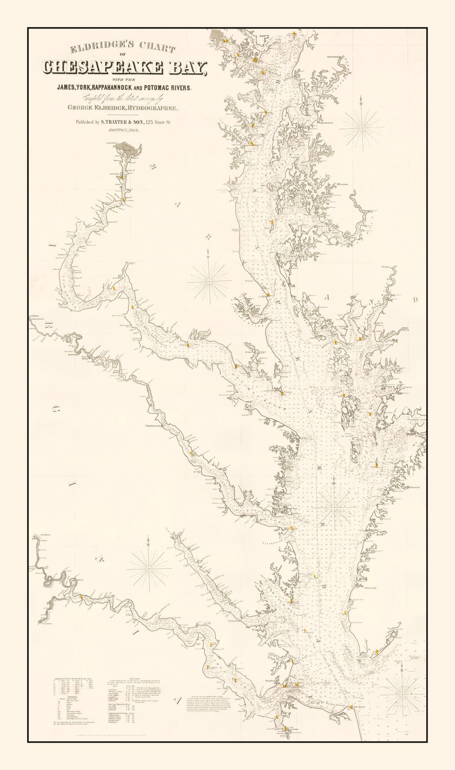 Vintage Chesapeake Bay Map 1868
